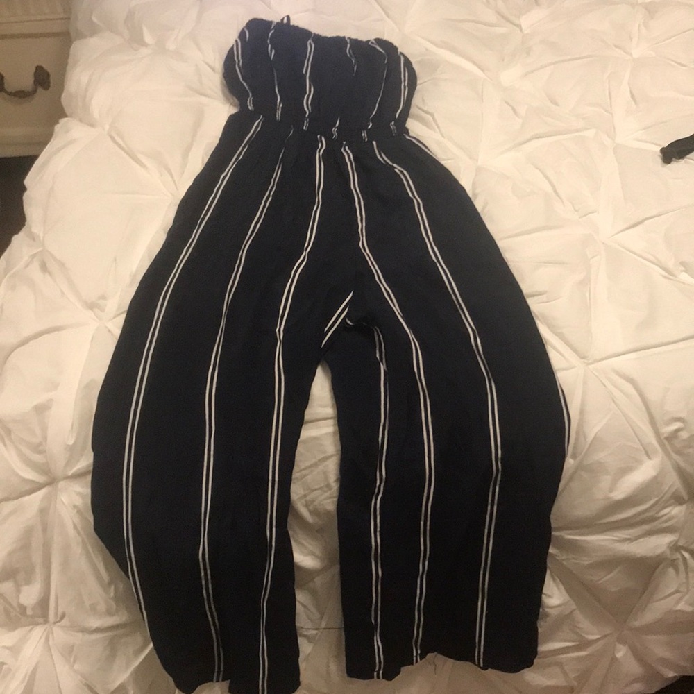 Urban Outfitters Strapless Striped Jumpsuit
